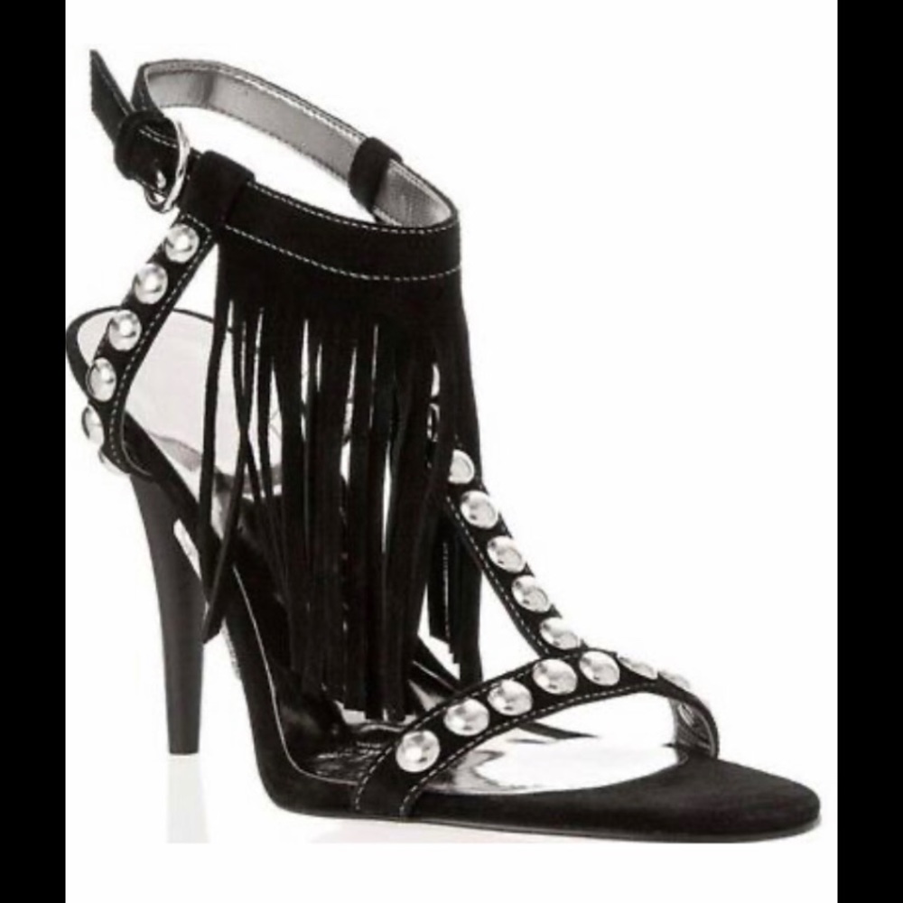 Guess Galiena BlK Suede fringe with silver studs